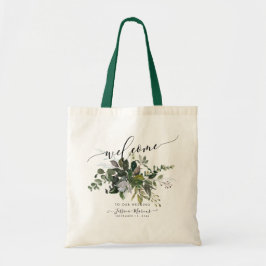 Watercolor Groene Natuur, Blauwe Eucalyptus Welkom Tote Bag