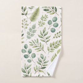 Watercolor Groene Patroon | Botanische Bladeren Handdoek