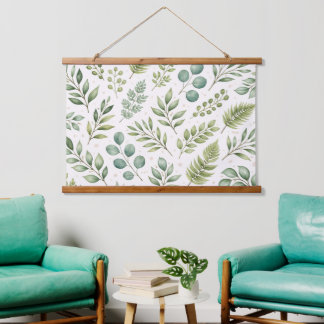 Watercolor Groene Patroon | Botanische Bladeren Hangend Wandkleed
