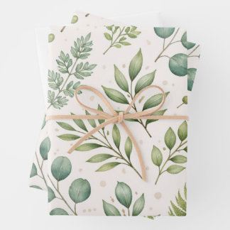 Watercolor Groene Patroon | Botanische Bladeren Inpakpapier Vel