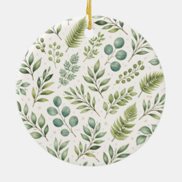 Watercolor Groene Patroon | Botanische Bladeren Keramisch Ornament