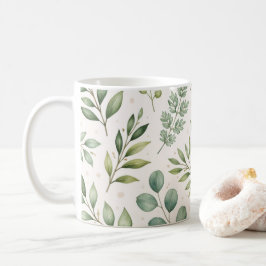 Watercolor Groene Patroon | Botanische Bladeren Koffiemok