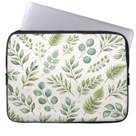 Watercolor Groene Patroon | Botanische Bladeren Laptop Sleeve
