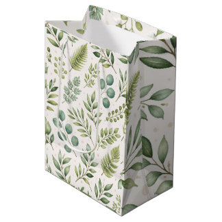 Watercolor Groene Patroon | Botanische Bladeren Medium Cadeauzakje