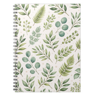 Watercolor Groene Patroon Botanische Bladeren Notitieboek