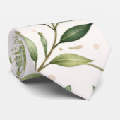 Watercolor Groene Patroon | Botanische Bladeren Stropdas (Opgerold)