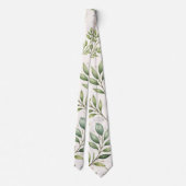 Watercolor Groene Patroon | Botanische Bladeren Stropdas (Achterkant)