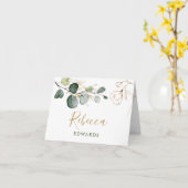 Watercolor Groene planten, Gouden Bloemen Place ca Kaart (Gele Bloem)