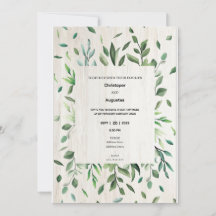 Watercolor groene rand Huwelijksuitnodigingskaart