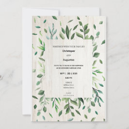 Watercolor groene rand Huwelijksuitnodigingskaart Kaart