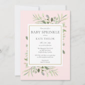 Watercolor Groene Roze Meisje Baby Feestje Kaart (Voorkant)