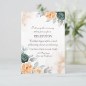 Watercolor Groene Rozen Bruiloft Kaart (Staand voorkant)