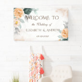 Watercolor Groene Rozen Bruiloft Spandoek (Insitu)