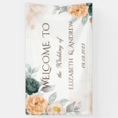 Watercolor Groene Rozen Bruiloft Spandoek (Verticaal)