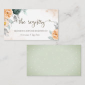 Watercolor Groene Rozen Huwelijksregister Informatiekaartje (Voorkant / Achterkant)