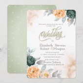 Watercolor groene rozen kaart (Voorkant / Achterkant)