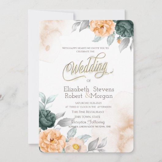 Watercolor groene rozen kaart (Voorkant)