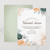Watercolor Groene Rozen Rehearsal Dinner Kaart (Voorkant / Achterkant)