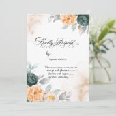 Watercolor Groene Rozen RSVP Kaart (Staand voorkant)