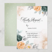 Watercolor Groene Rozen RSVP Kaart (Voorkant / Achterkant)