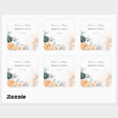 Watercolor groene rozen vierkante sticker (Vel)