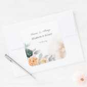 Watercolor groene rozen vierkante sticker (Envelop)