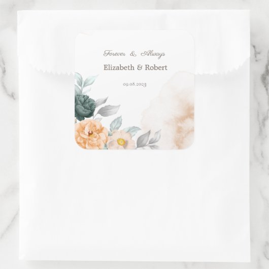 Watercolor groene rozen vierkante sticker (Tas)