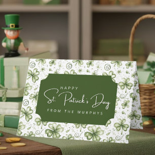 Watercolor groene shamrocks Gelukkig St. Patrick's Kaart