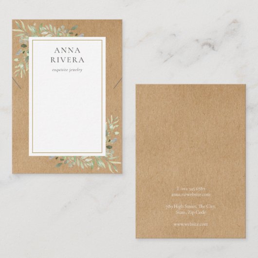 Watercolor Groene Sieraden Displaykaart Visitekaartje (Voorkant / Achterkant)