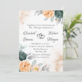 Watercolor Groene Sinaasappelkleurige Rozen Kaart (Staand voorkant)