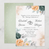 Watercolor Groene Sinaasappelkleurige Rozen Kaart (Voorkant / Achterkant)