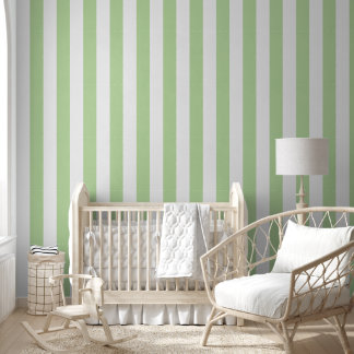 Watercolor Groene Strepen | Meisjes Babykamer Behang