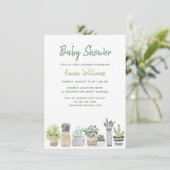Watercolor Groene Tuin Planten Bloemige Baby Showe Kaart (Staand voorkant)