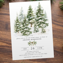 Watercolor Groene Winter Verlovingsfeest
