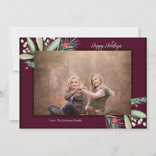 Watercolor Groene Zalig Kerst Kerstkaart (Voorkant)