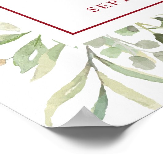 Watercolor Groenery 40e verjaardag welkom Poster (Hoek)