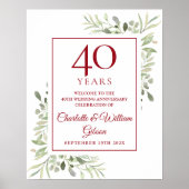 Watercolor Groenery 40e verjaardag welkom Poster (Voorkant)