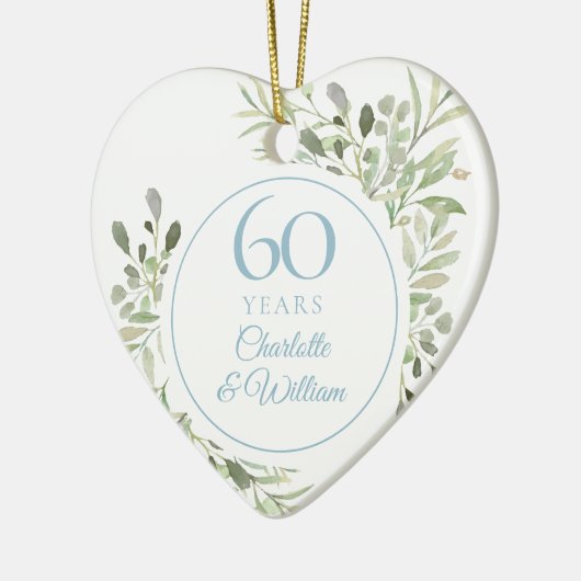 Watercolor Groenery 60ste huwelijksverjaardag Keramisch Ornament (Links)