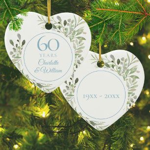 Watercolor Groenery 60ste Trouwdag Keramisch Ornament