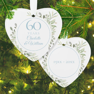 Watercolor Groenery 60ste Trouwdag Ornament