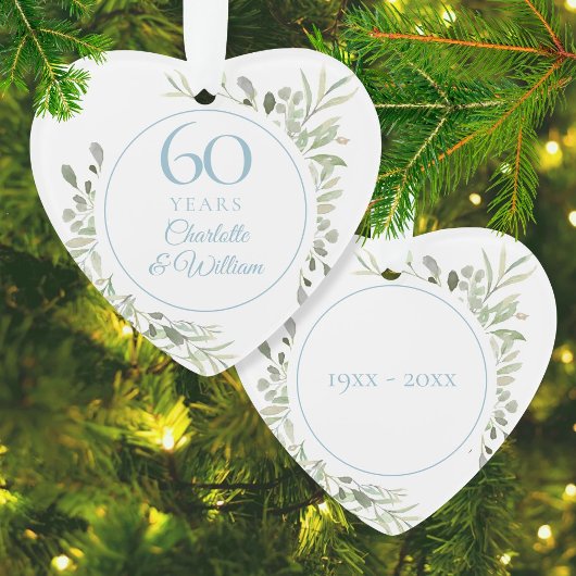 Watercolor Groenery 60ste Trouwdag Ornament