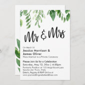 Watercolor Groenery Bruiloftsfeest Mr & Mrs Kaart (Voorkant / Achterkant)