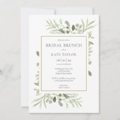 Watercolor Groenery Chic Gouden Bruids Brunch Kaart (Voorkant)