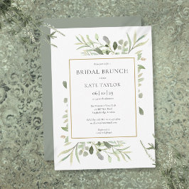Watercolor Groenery Chic Gouden Bruids Brunch Kaart