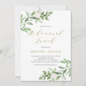 Watercolor Groenery en Bloemen Rehearsal Lunch Kaart (Voorkant)