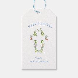 Watercolor Groenery en Kruis Pasen Cadeautags Cadeaulabel