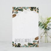 Watercolor Groenery Gepersonaliseerd Briefpapier (Staand voorkant)