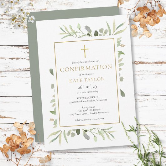 Watercolor Groenery Goud Bevestiging Kaart