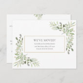 Watercolor Groenery Goud Verhuisd Aankondigingskaart (Voorkant / Achterkant)