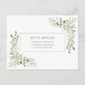 Watercolor Groenery Goud Verhuisd Aankondigingskaart (Voorkant)